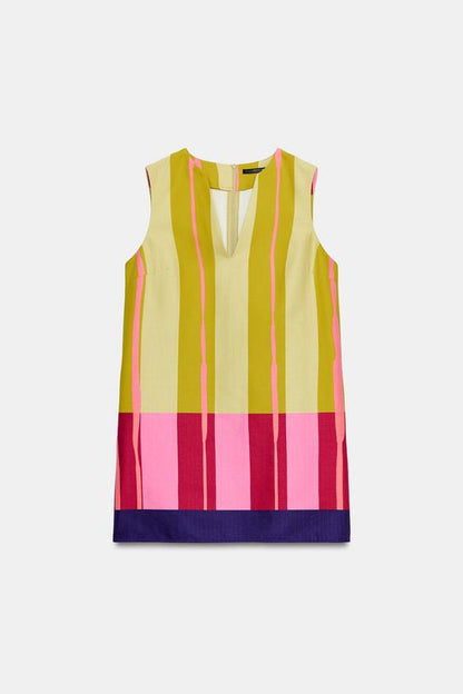 Robe courte à rayures