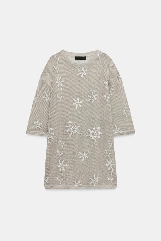 Top oversize en maille à fil métallisé
