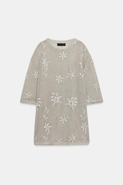 Top oversize en maille à fil métallisé