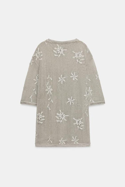 Top oversize en maille à fil métallisé