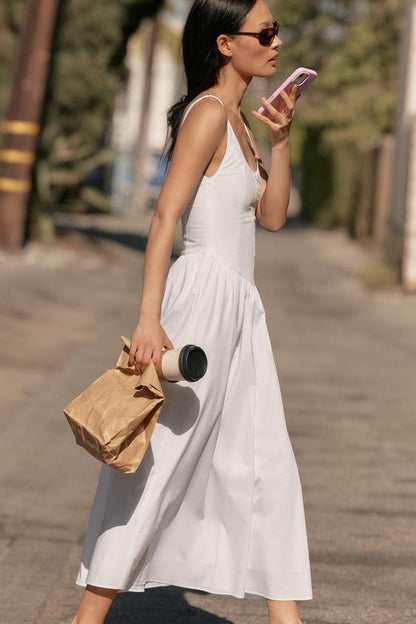Robe corset midi en popeline