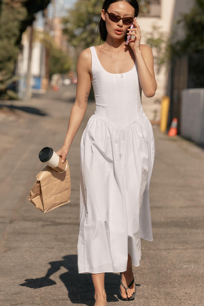 Robe corset midi en popeline