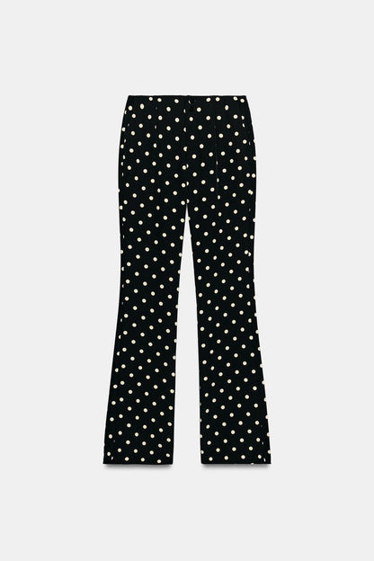 Pantalon coupe évasée à pois
