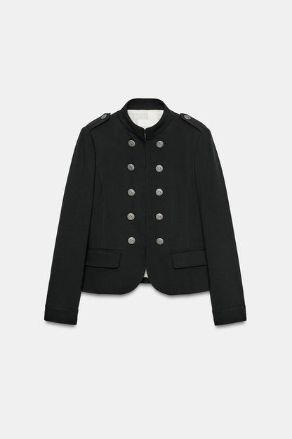 Veste cintrée à boutons et épaulettes
