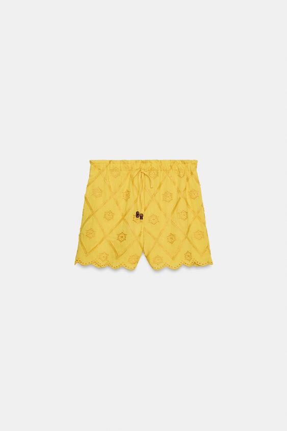 Bermuda à broderies ajourées