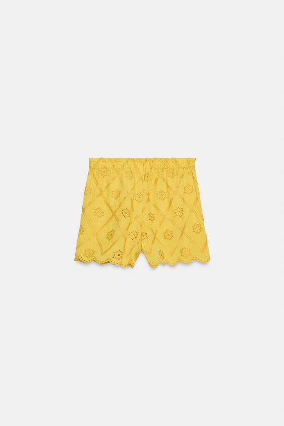 Bermuda à broderies ajourées