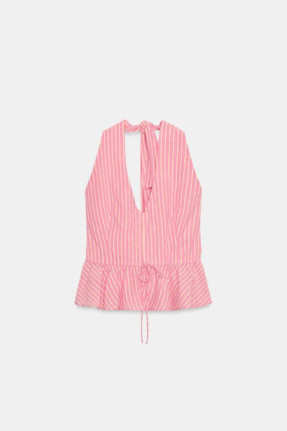 Top peplum à rayures