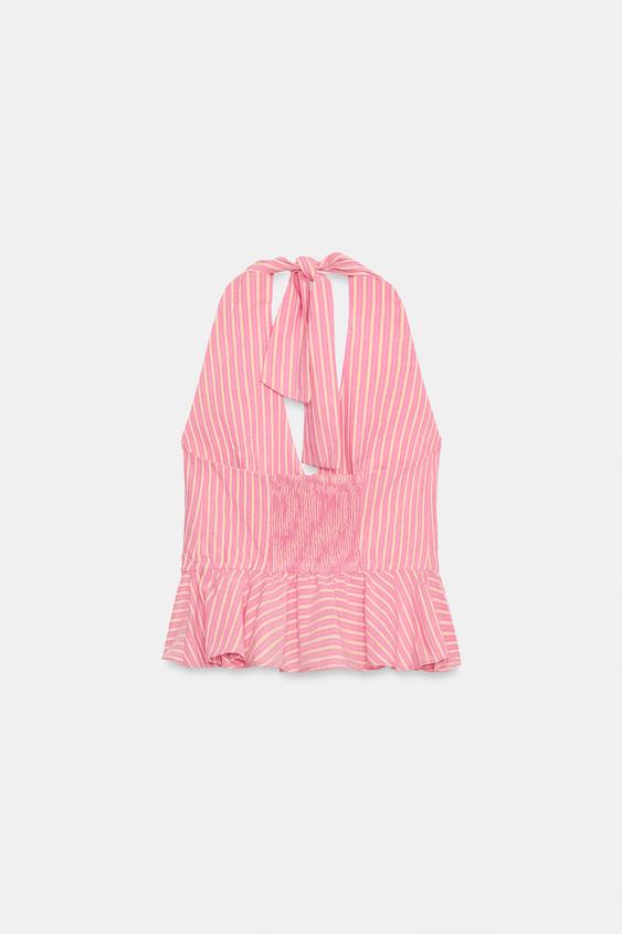 Top peplum à rayures