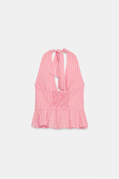 Top peplum à rayures