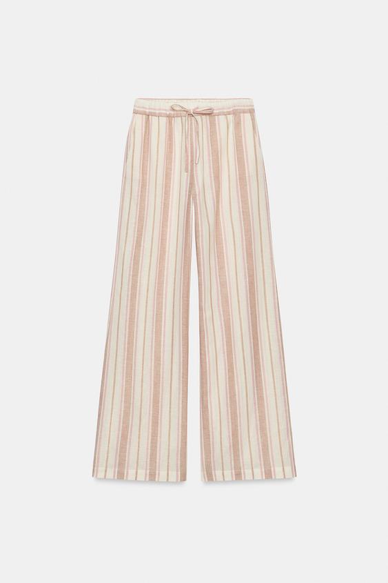 Pantalon large à rayures en fil métallisé