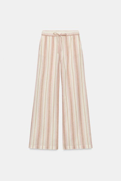 Pantalon large à rayures en fil métallisé