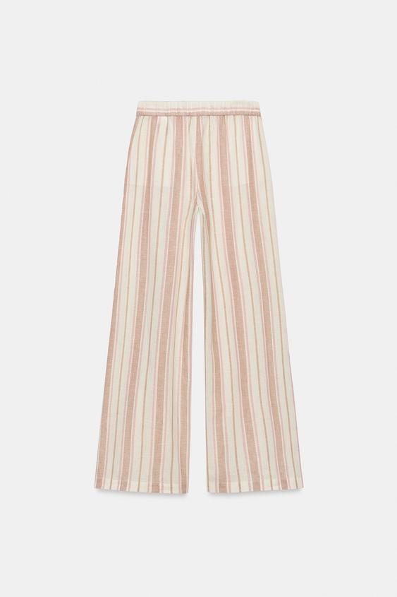 Pantalon large à rayures en fil métallisé
