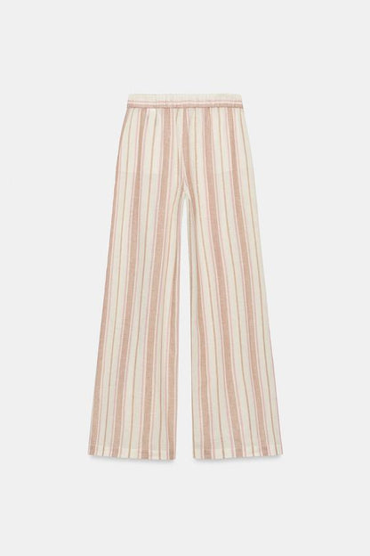Pantalon large à rayures en fil métallisé