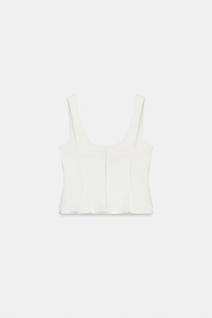 Top bustier à passepoils satinés