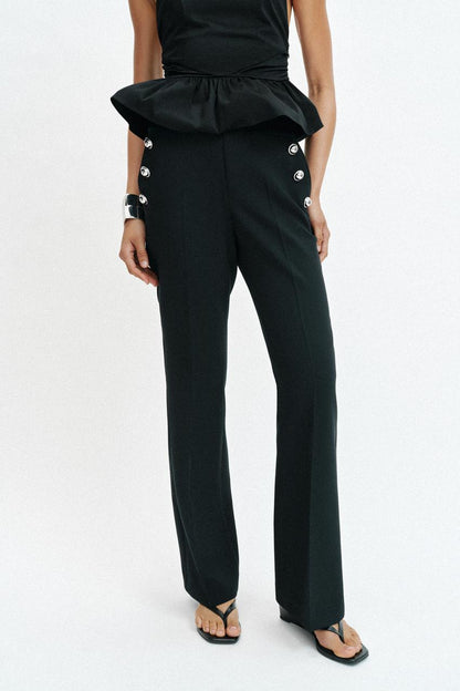 Pantalon coupe évasée à boutons