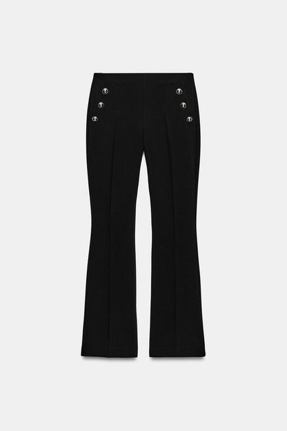 Pantalon coupe évasée à boutons