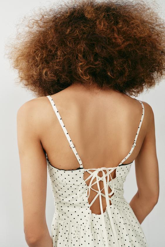 Robe midi imprimée brodée ajourée