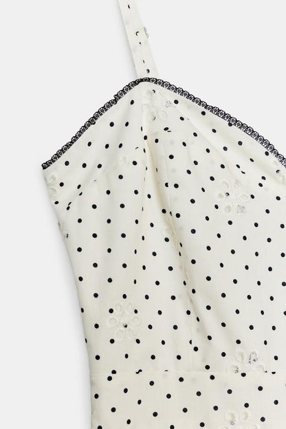 Robe midi imprimée brodée ajourée
