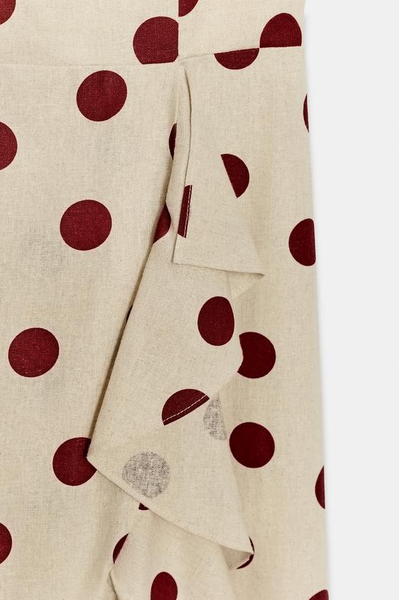 Robe midi à pois en lin