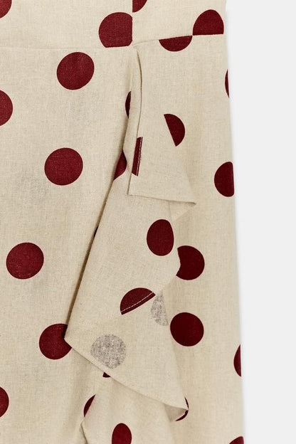 Robe midi à pois en lin