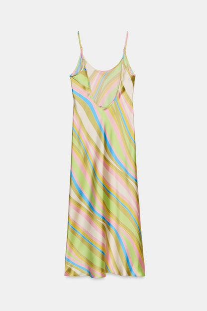 Robe midi satinée imprimée