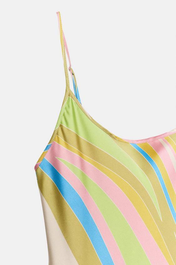 Robe midi satinée imprimée