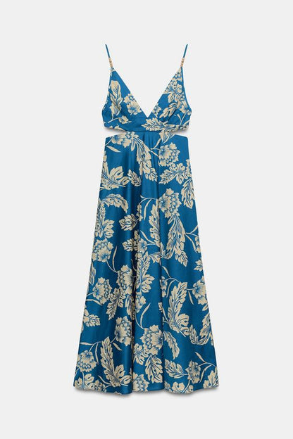 Robe midi imprimée à fentes