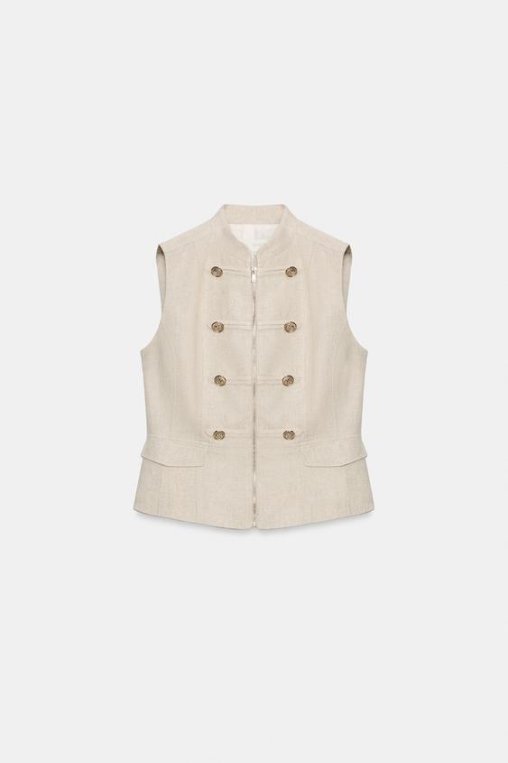 Gilet cintré à brandebourgs