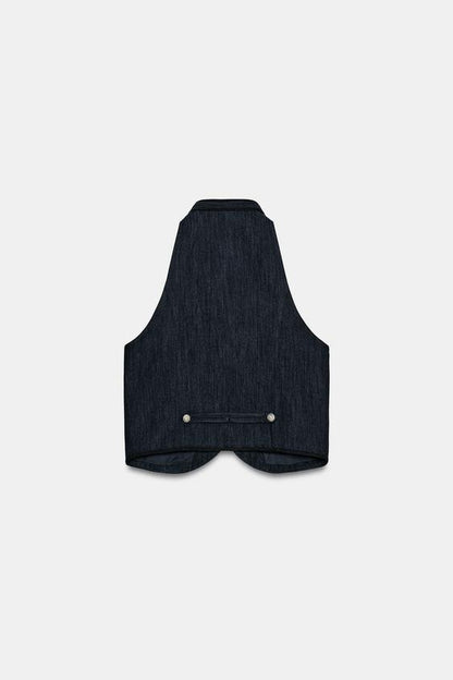Gilet dos-nu à passepoils contrastés