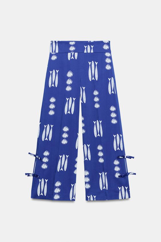 Pantalon-culotte imprimé avec nœuds