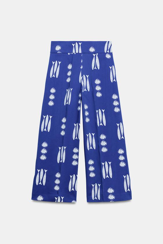 Pantalon-culotte imprimé avec nœuds