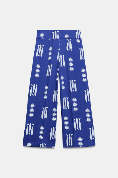 Pantalon-culotte imprimé avec nœuds