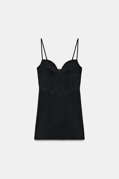 Robe corset contrastée