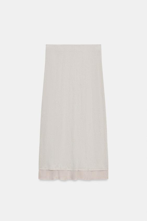 Jupe midi en maille effet froissé