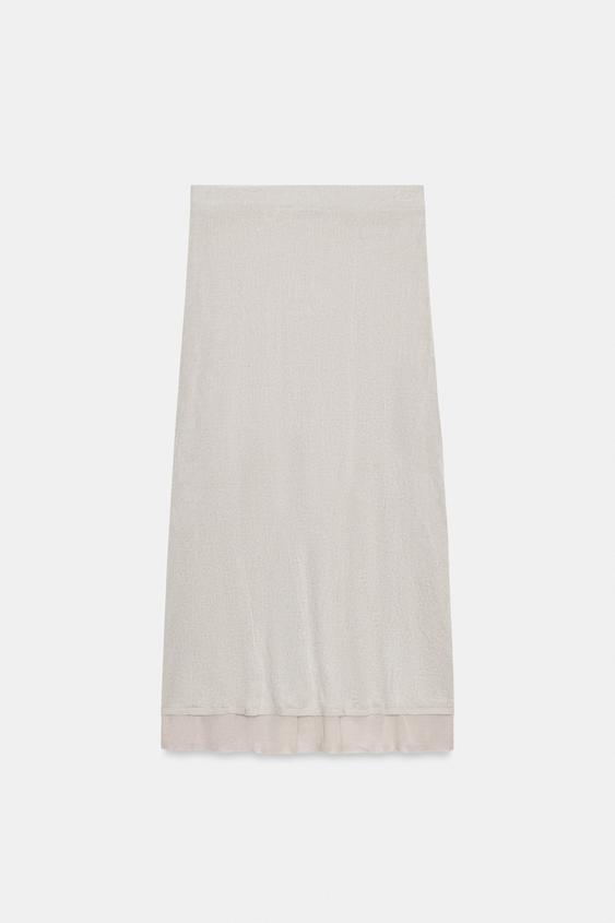 Jupe midi en maille effet froissé