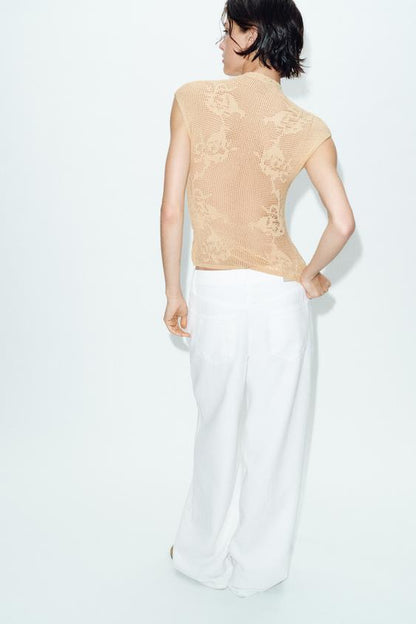 Veste en maille pointelle