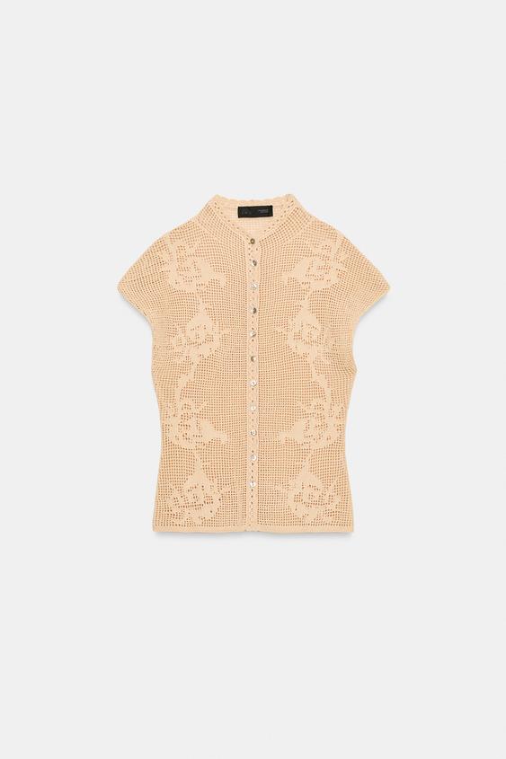 Veste en maille pointelle