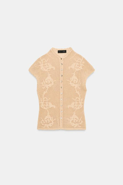 Veste en maille pointelle