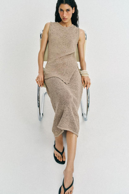 Jupe midi en maille