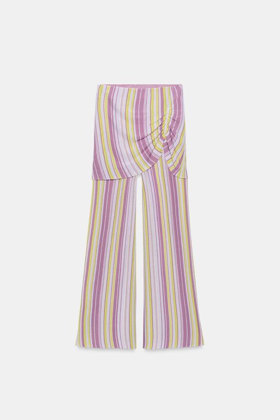 Jupe-culotte longue en maille rayée