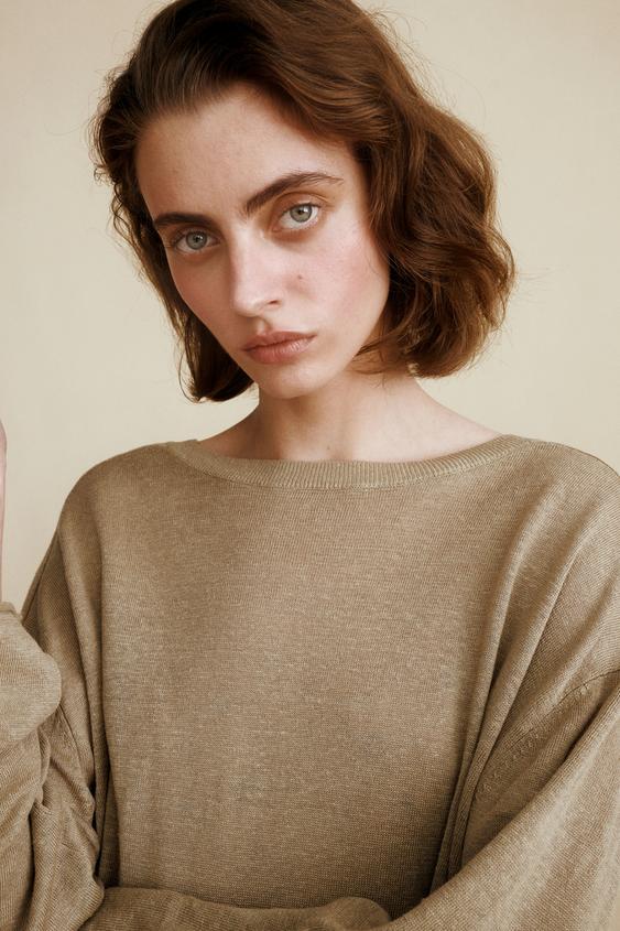 Pull en maille 100 % lin Caramel London x Zara