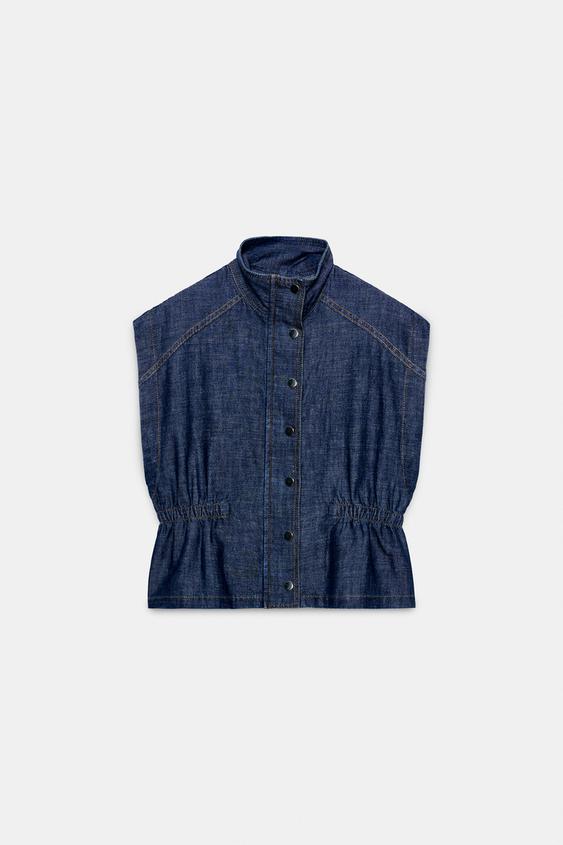 Gilet en lin à taille élastique
