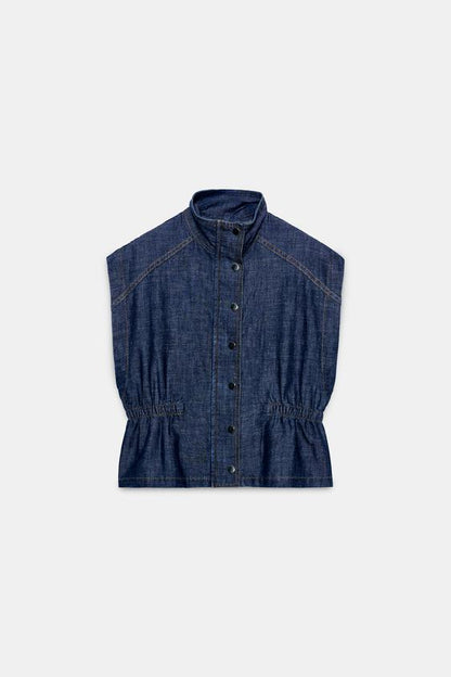 Gilet en lin à taille élastique