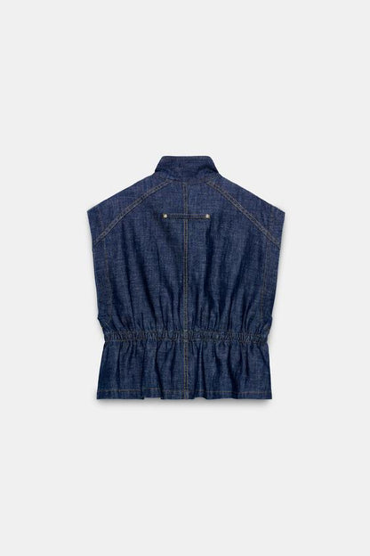 Gilet en lin à taille élastique