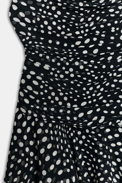 Robe drapée à pois