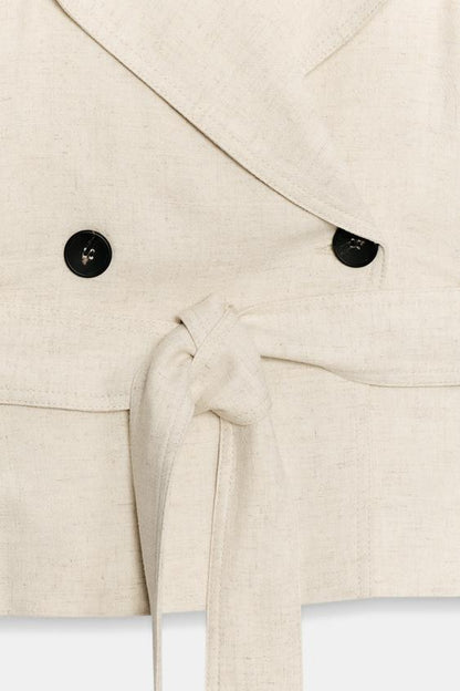 Gilet croisé en lin avec ceinture