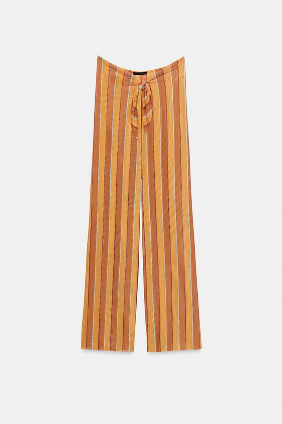 Pantalon paréo en tulle imprimé à rayures