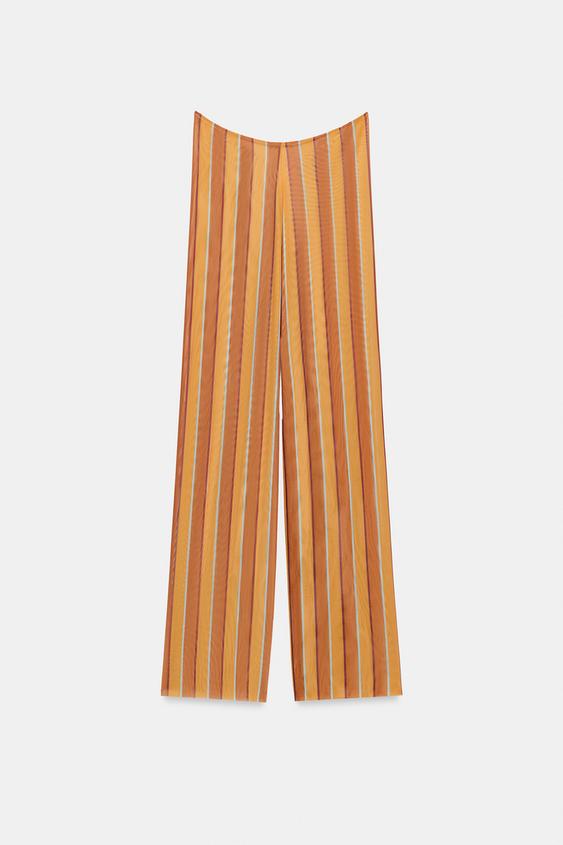 Pantalon paréo en tulle imprimé à rayures