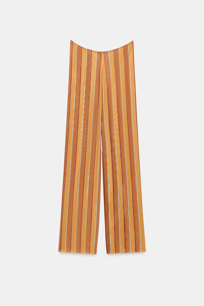 Pantalon paréo en tulle imprimé à rayures