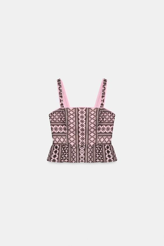 Top à broderies ajourées